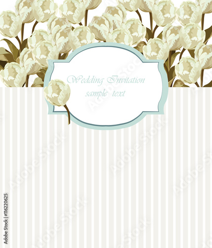 Vintage Vector Card with Watercolor tulips flower frame. Vector Traditional R...