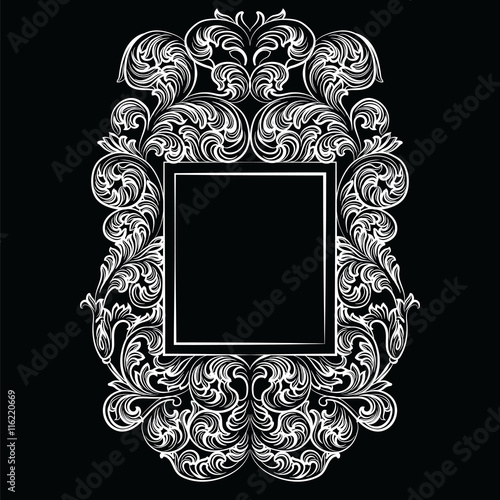 Vintage Imperial Baroque Rococo frame. Vector French Luxury rich carved ornamented Wall Frame. Victorian wealthy Style structure