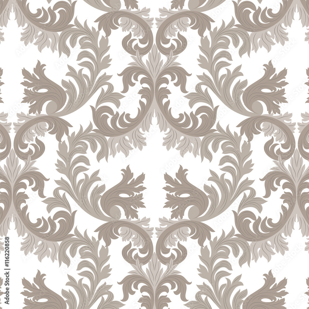 Vintage Rich Baroque floral Damask pattern Vector. Luxury classic