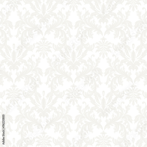 Vector Baroque Vintage floral Damask pattern. Luxury Classic ornament, Royal Victorian texture for wallpapers, textile, fabric. White gray color