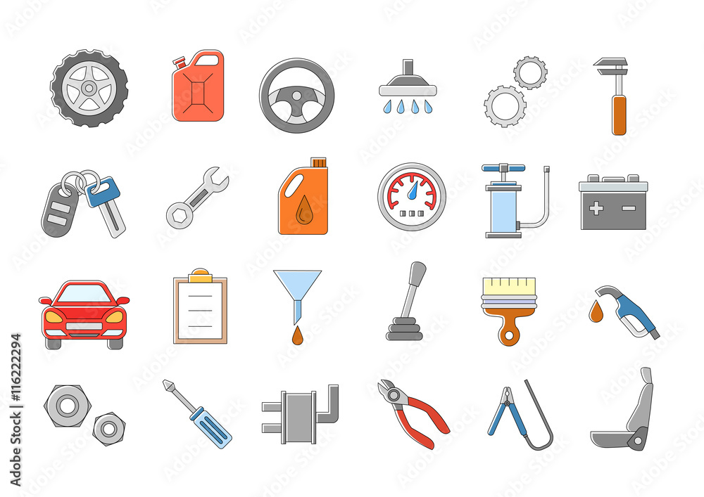 Mechanic vector icons set Mechanic vector icons set