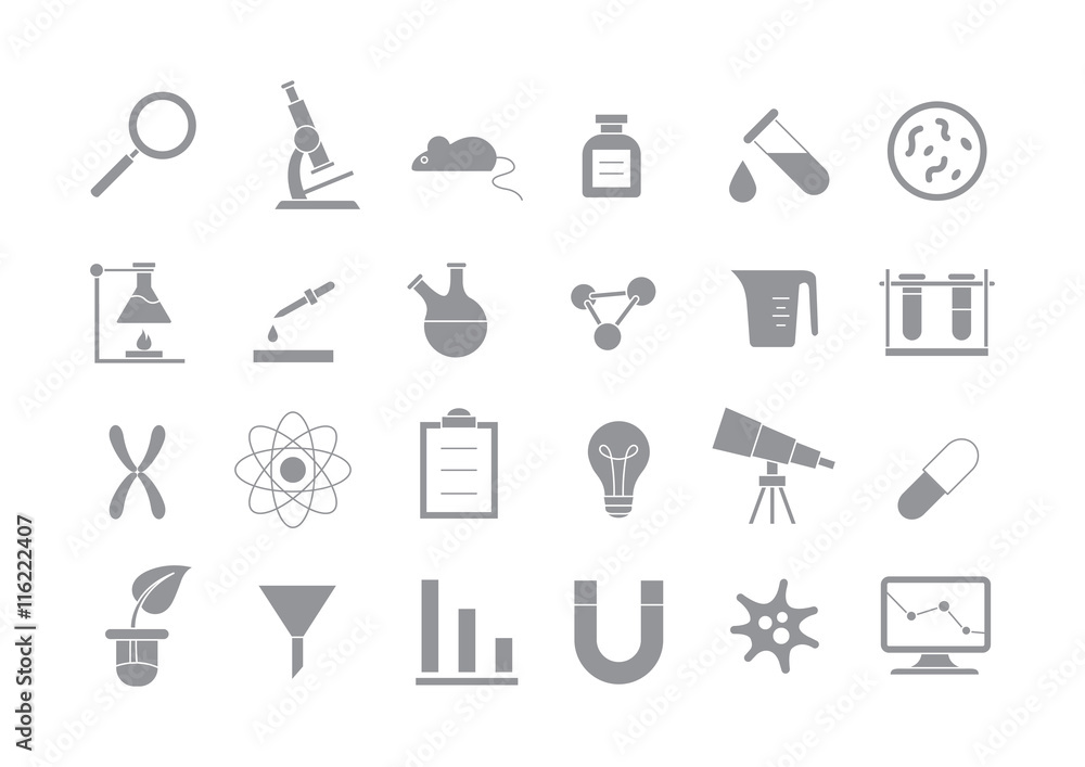 Laboratory gray vector icons set Laboratory gray vector icons set