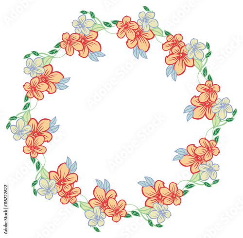 Flower wreath. Design element for logo, banners, labels, prints, posters, web, presentation, invitations, weddings, greeting cards, albums. Vector clip art.
