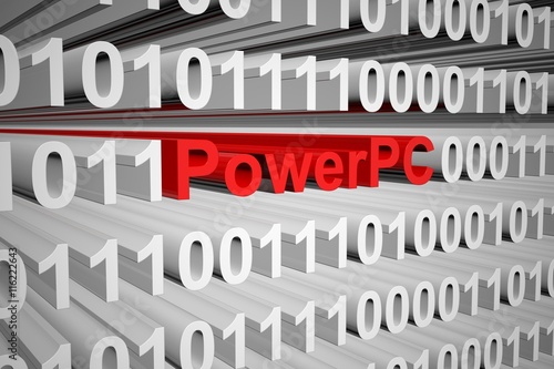 PowerPC in the form of binary code, 3D illustration photo