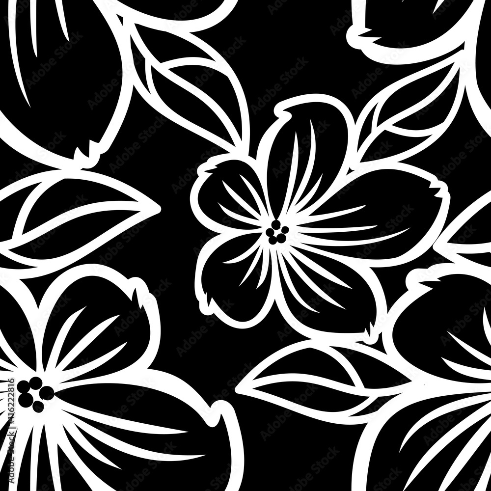Obraz premium Seamless flower pattern. Beautiful background for banners, labels, posters, web, invitations, weddings, greeting cards, albums. Vector clip art.