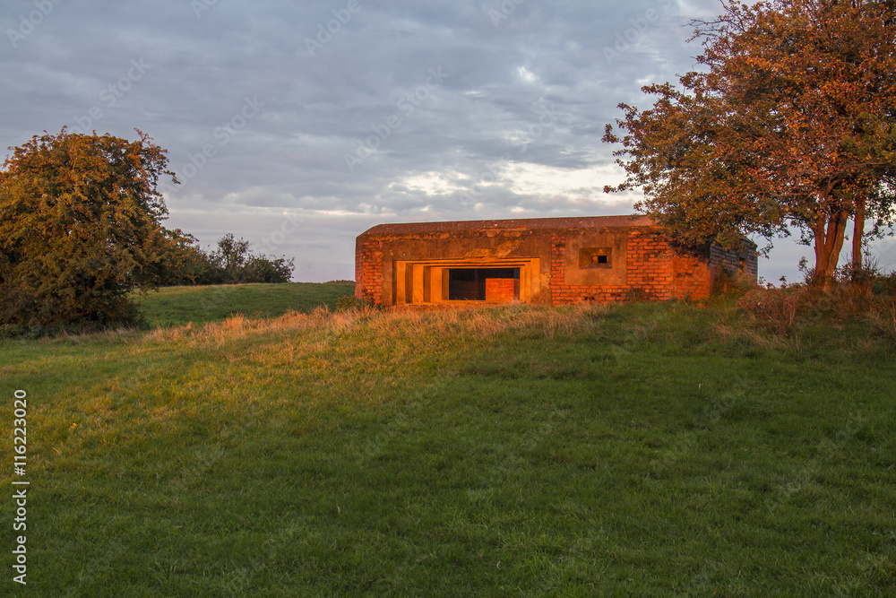 Historic military structure in rural England Historic military structure in rural England
