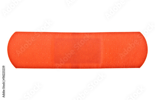 Red adhesive plaster on a white background