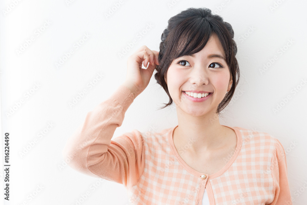 portrait of young asian woman on white background portrait of young asian woman on white background