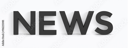 NEWS - schwarze Buchstaben 3D - weisser Hintergrund 