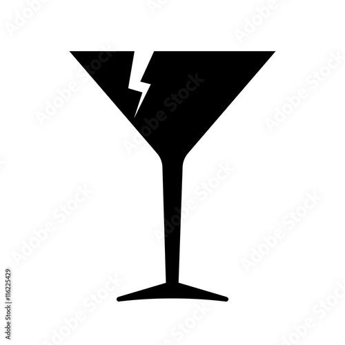Fragile icon. Broken cocktail glass as symbol of fragile cargo. Vector Illustration