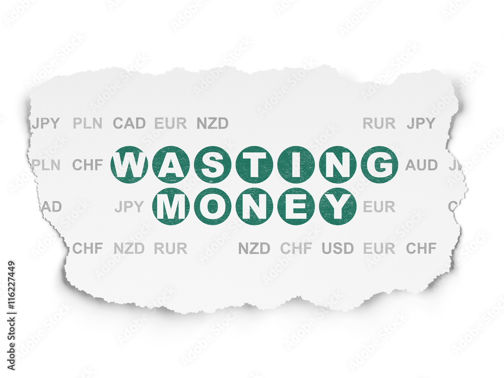Currency concept: Wasting Money on Torn Paper background