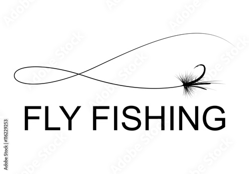 Fototapet fly fishing hook, vector