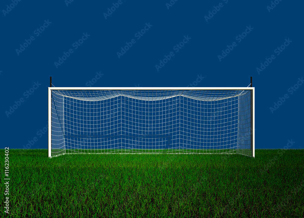 Fototapeta premium Football Goal on Blue Background 3d rendering
