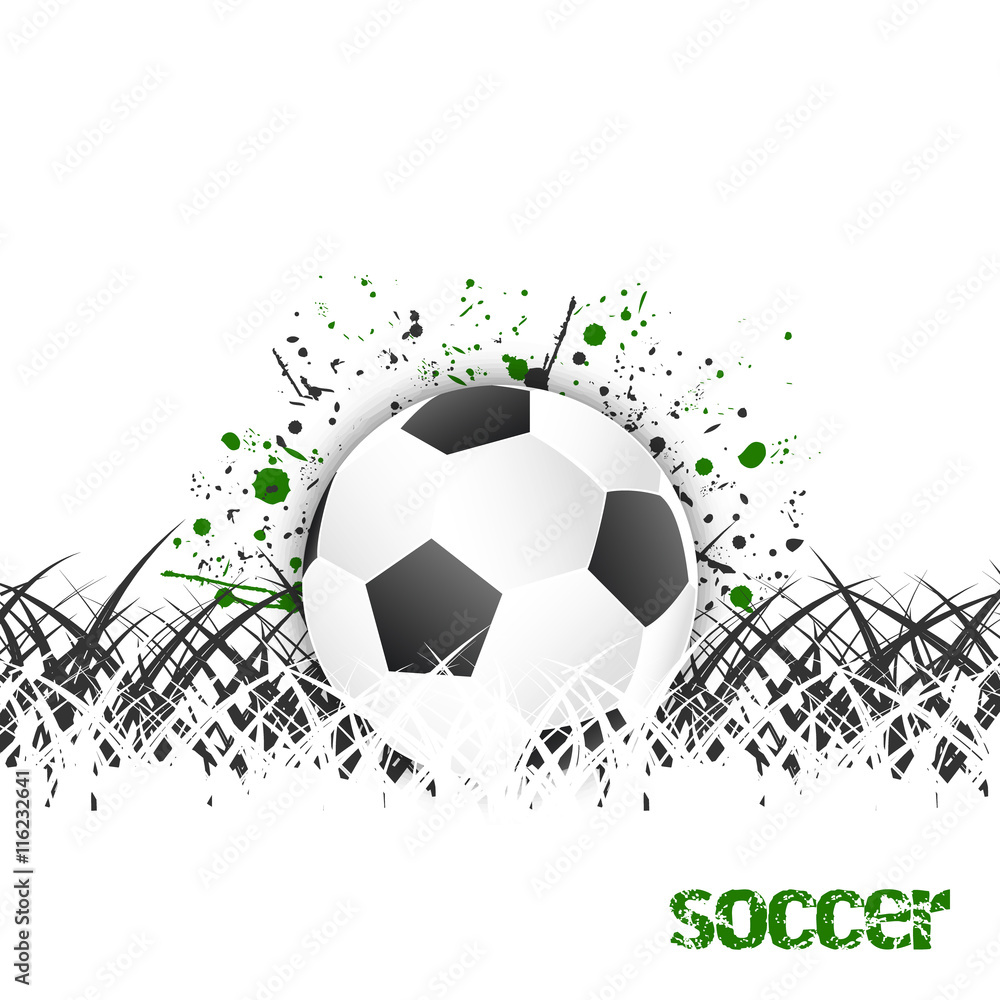 Soccer (football) vector background with ball and grass.