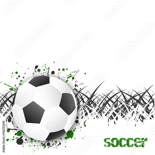 Soccer  football  vector background with ball and grass.