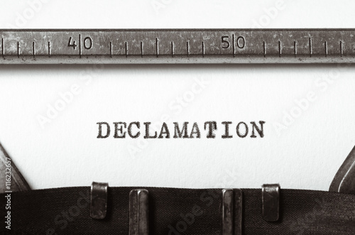 word declamation typed on typewriter