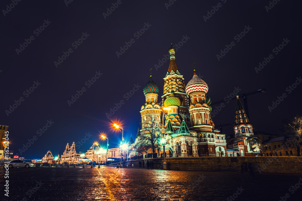 Saint Basil Cathedral on Red Square in Moscow,
