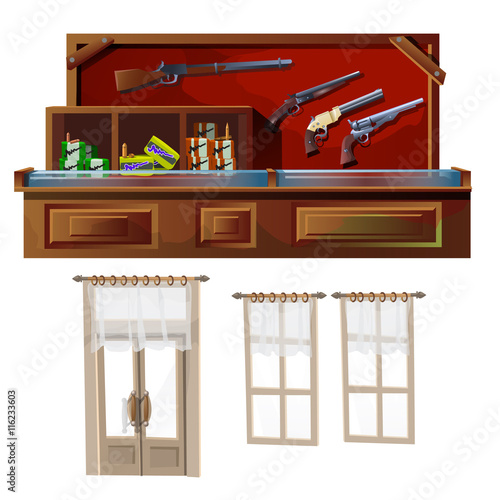Weapons shop, door and windows