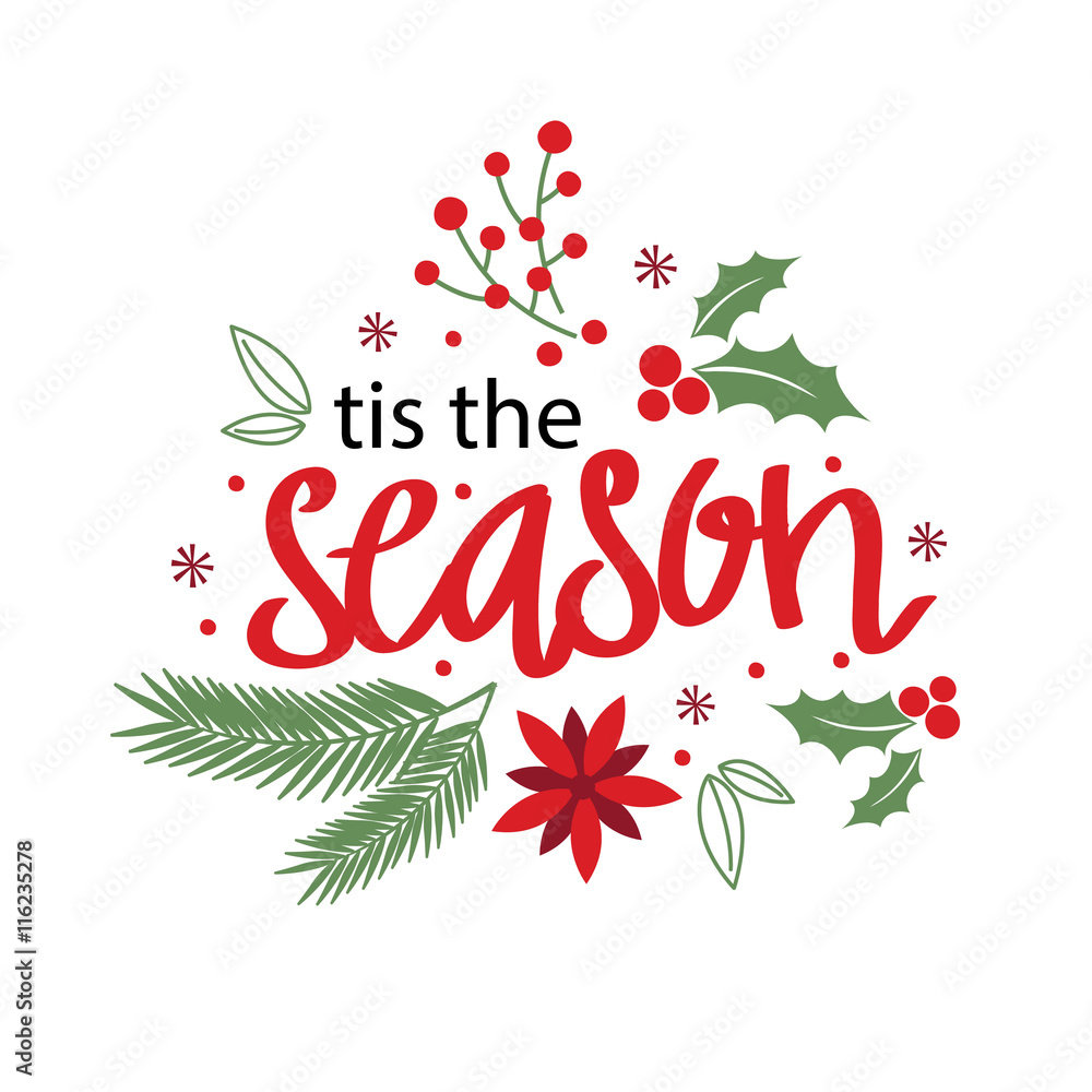 Fototapeta premium Christmas card with wreath design