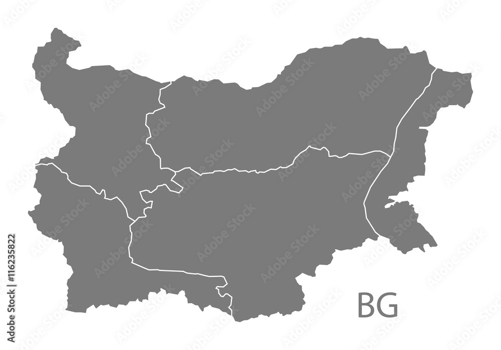 Bulgaria provinces Map grey