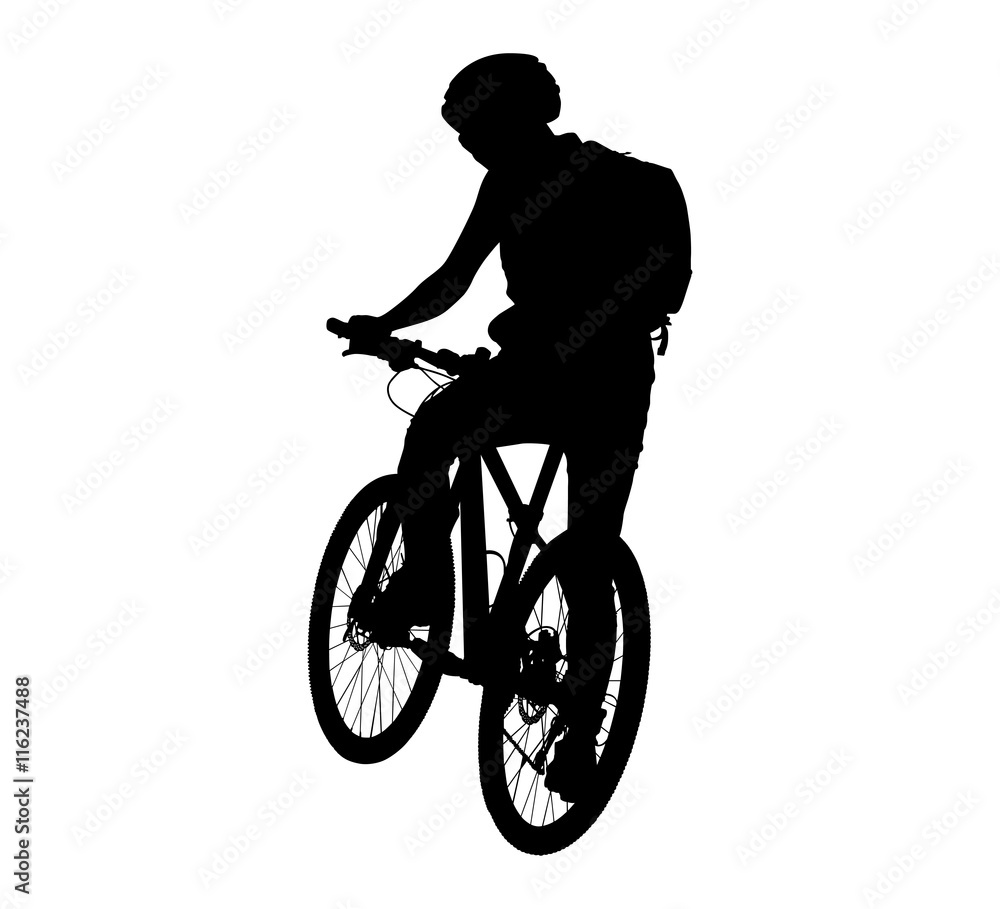 Obraz premium Cyclist silhouette scene vector on a white background