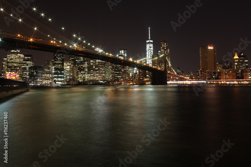 Beside the Brooklyn bridge by night © mulveg