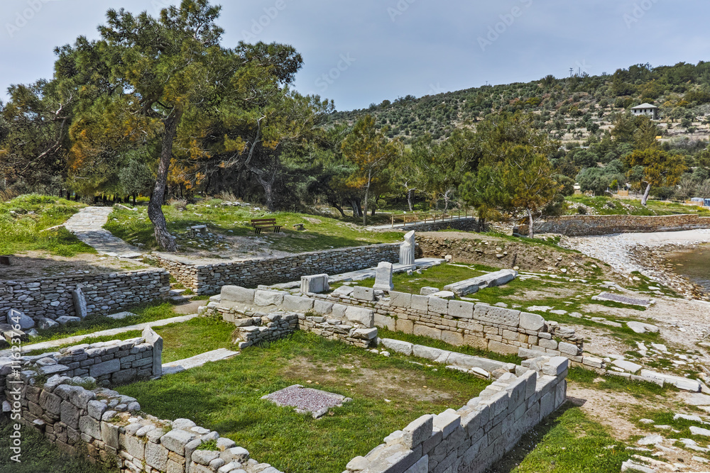 Panoramic view of Archaeological site of Aliki, Thassos island,  East Macedonia and Thrace, Greece