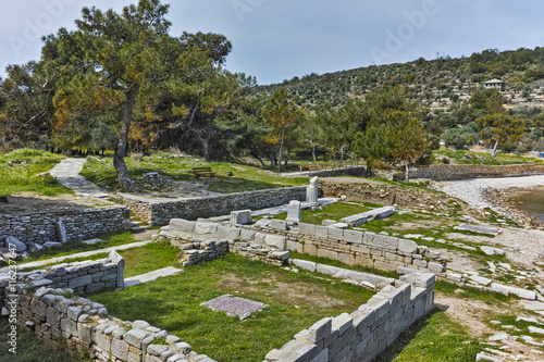 Panoramic view of Archaeological site of Aliki, Thassos island, East Macedonia and Thrace, Greece