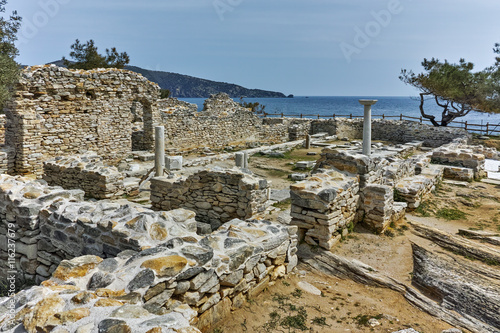 Ruins of ancient village in Archaeological site of Aliki, Thassos island, East Macedonia and Thrace, Greece