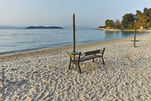 Sunset on beach of Thassos town  East Macedonia and Thrace  Greece