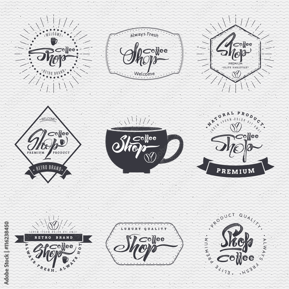 Coffee shop - badge, signboard can be used to design websites, clothes