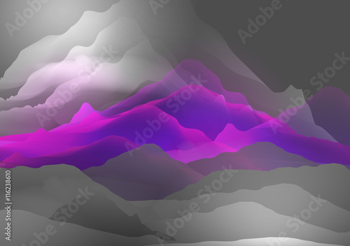 Abstract  Purple Smooth Blurred Mountain Landscape - Vector Illustration
