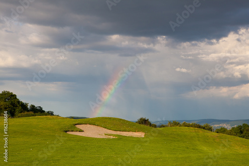 Rainbow on the empty driving range