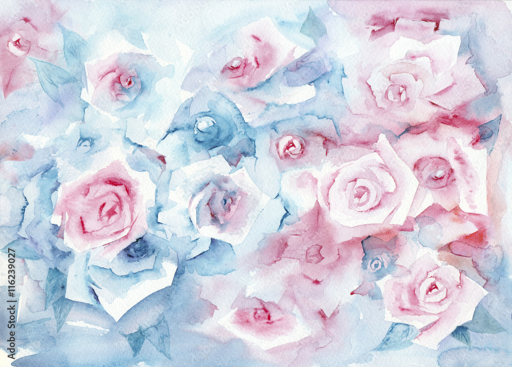 Pink And Blue Flowers Background
