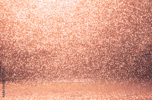 Rose gold glitter, Defocused abstract holidays lights on background.