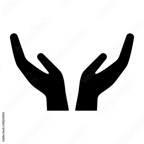 Care icon with hands gesture. Cupped hands symbolizing support, care, protection. Vector Illustration