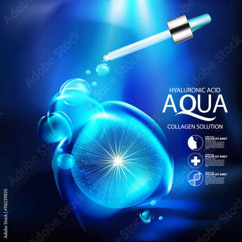 aqua skin collagen Serum and Background Concept Skin Care Cosmetic.