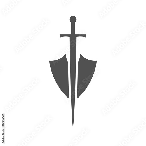 Shield and sword icon,shield and sword silhouette on a white background