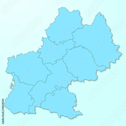 Midi-Pyrenees blue map on degraded background vector
