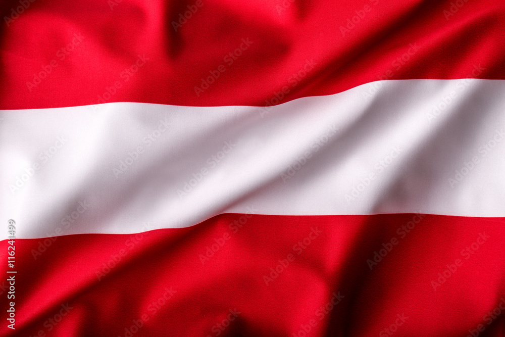 Naklejka premium Austria flag waving in the wind.