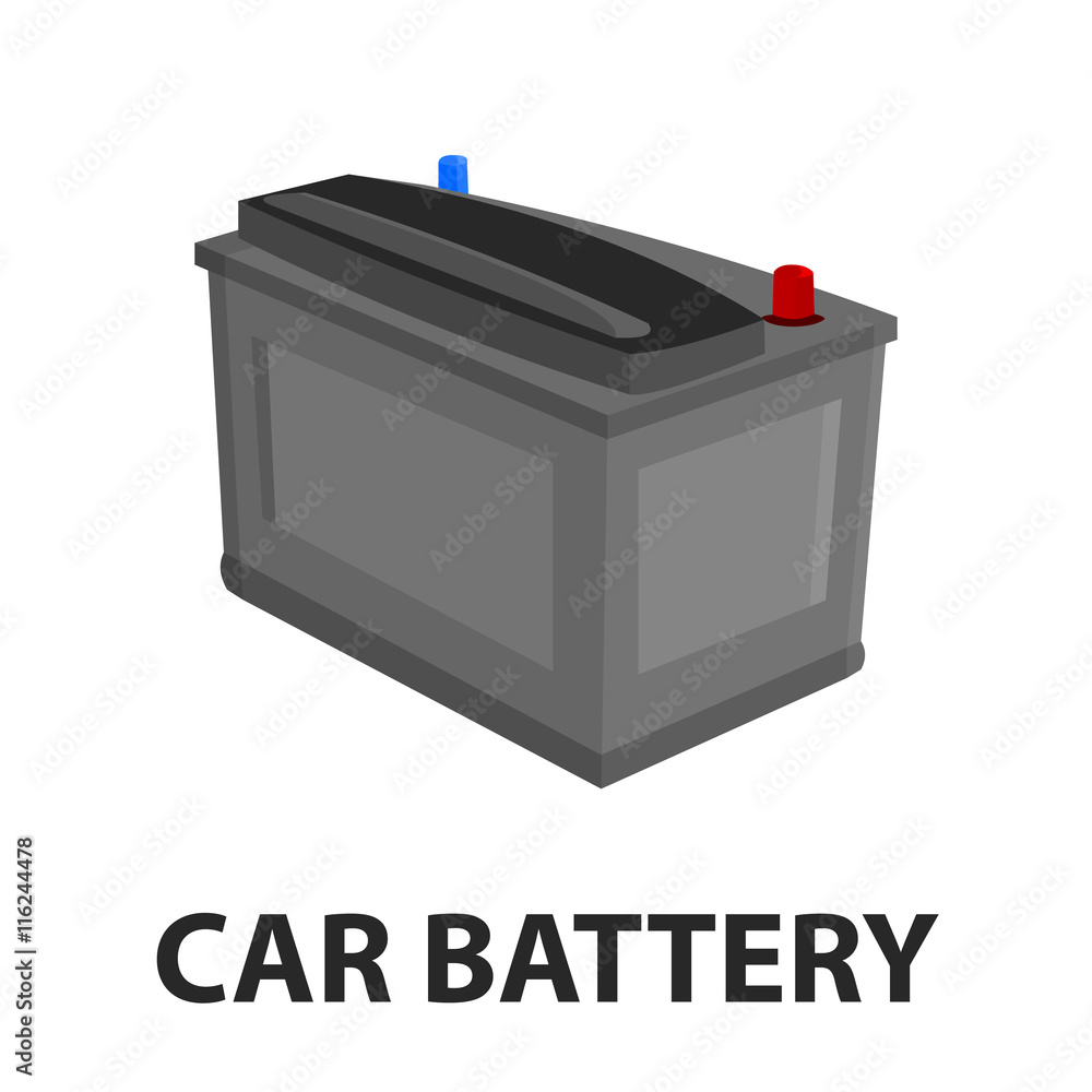 Car battery icon cartoon. Single silhouette auto parts icon from the big car  set - stock vector Stock Vector | Adobe Stock