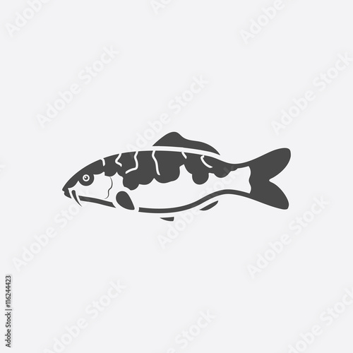 Carp-koi fish icon black simple. Singe aquarium fish icon from the sea,ocean life set - stock vector