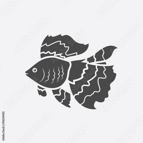Gold fish icon black simple. Singe aquarium fish icon from the sea,ocean life set - stock vector