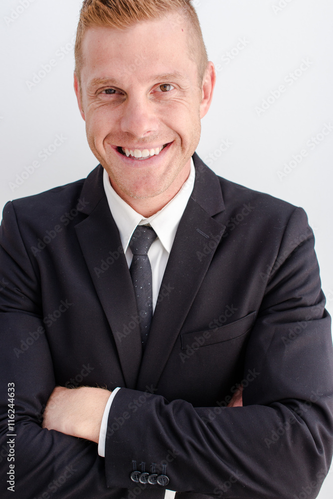 Portrait of young happy smiling business man, isolated over white background Portrait of young happy smiling business man, isolated over white background