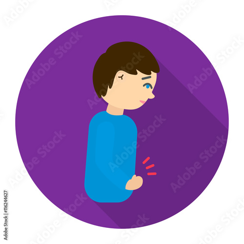 Abdominal pain icon flat. Single sick icon from the big ill, disease set - stock vector