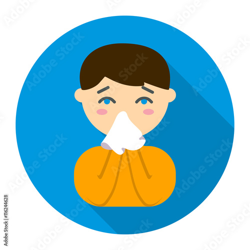Running nose icon flat. Single sick icon from the big ill, disease set - stock vector
