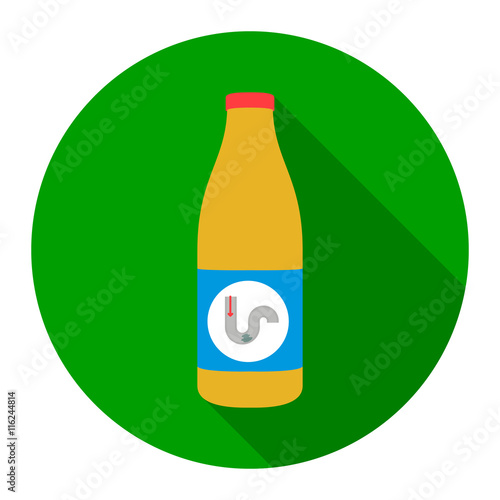 Chemical means for pipe cleaning icon flat. Single silhouette plumbing icon.