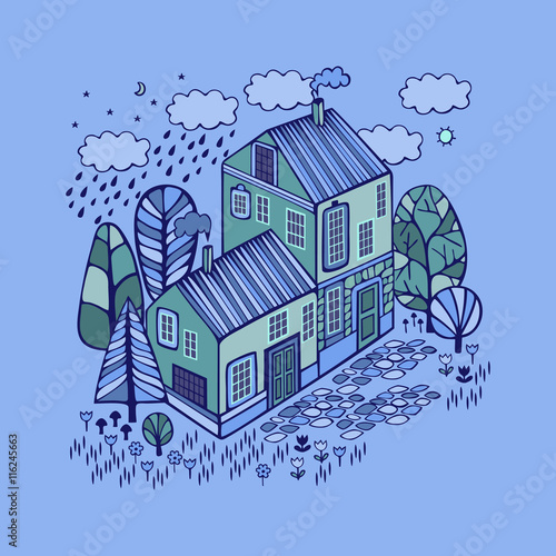 Cartoon Houses set. Colorful Vector image.
