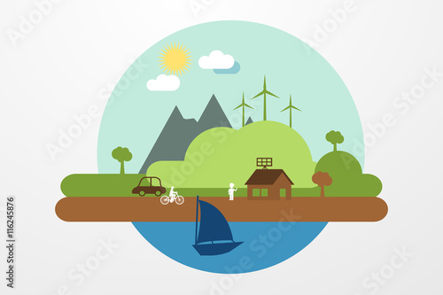Vector illustration of a green planet