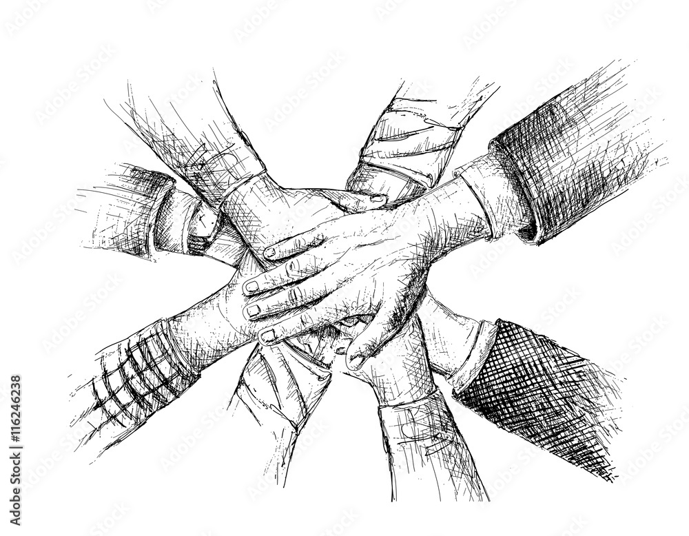 Unity of hands sketch vector illustration Stock Vector Adobe Stock